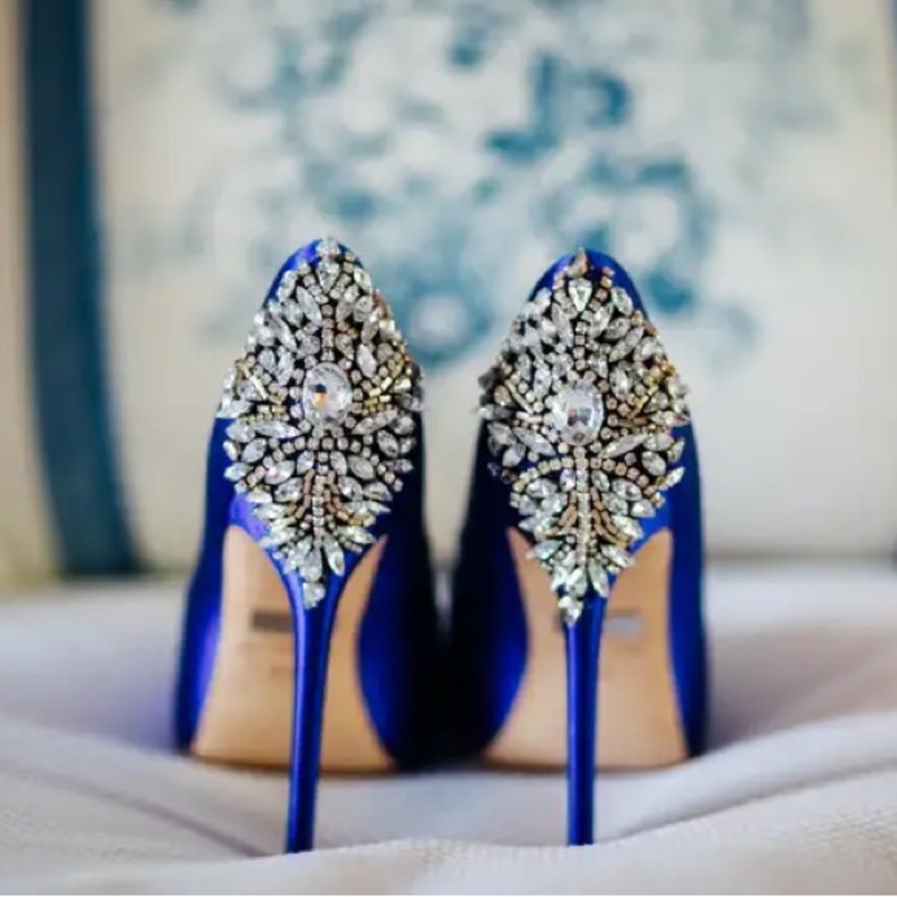 Badgley Mischka Royal Blue Kiana Embellished Heels